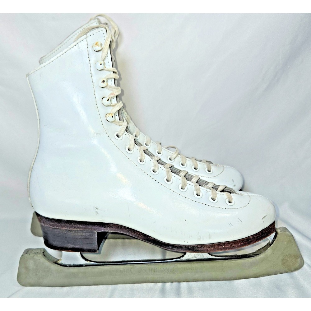 Riedell Red Wing White Leather 192 Ice Skates Sz 10-11 Sheffield Blade w/ Covers
